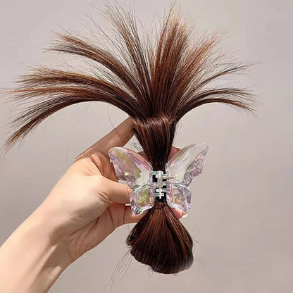 Women Half-Tie Hair Claw Feather Shuttlecock Head Lazy Meatball Head Crab Clip Wig Catch Clip High Ponytail Hair Accessories