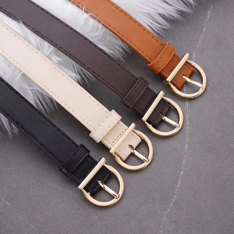 Women'S Belt Fashion Pin Buckle Thin Belt Genuine Luxury Soft Belt Women with Cargo Pants Jeans Windproof Belt PU Leather Belt