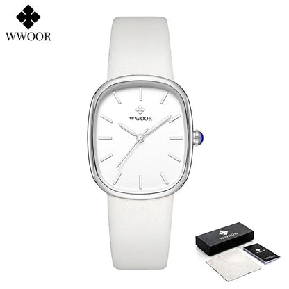 WWOOR 2024 Women Watch Fashion Leather Quartz Bracelet Watch Top Brand Luxury Waterproof Ladies Wristwatch Montre Femme Feminino