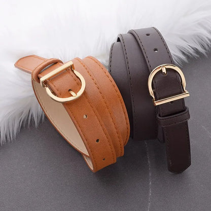 Women'S Belt Fashion Pin Buckle Thin Belt Genuine Luxury Soft Belt Women with Cargo Pants Jeans Windproof Belt PU Leather Belt