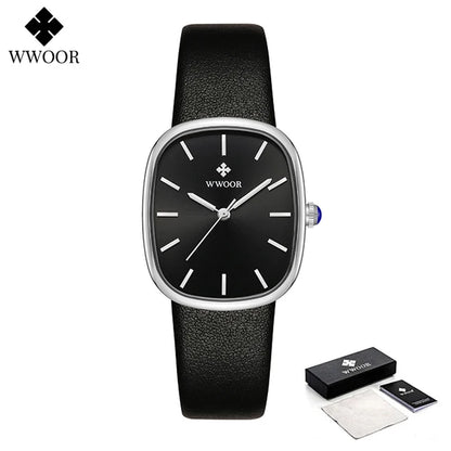 WWOOR 2024 Women Watch Fashion Leather Quartz Bracelet Watch Top Brand Luxury Waterproof Ladies Wristwatch Montre Femme Feminino