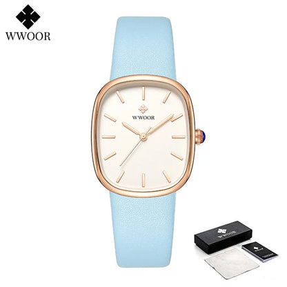 WWOOR 2024 Women Watch Fashion Leather Quartz Bracelet Watch Top Brand Luxury Waterproof Ladies Wristwatch Montre Femme Feminino