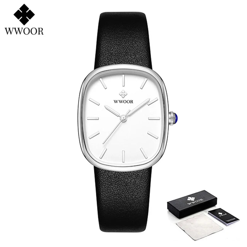 WWOOR 2024 Women Watch Fashion Leather Quartz Bracelet Watch Top Brand Luxury Waterproof Ladies Wristwatch Montre Femme Feminino