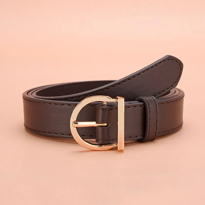 Women'S Belt Fashion Pin Buckle Thin Belt Genuine Luxury Soft Belt Women with Cargo Pants Jeans Windproof Belt PU Leather Belt