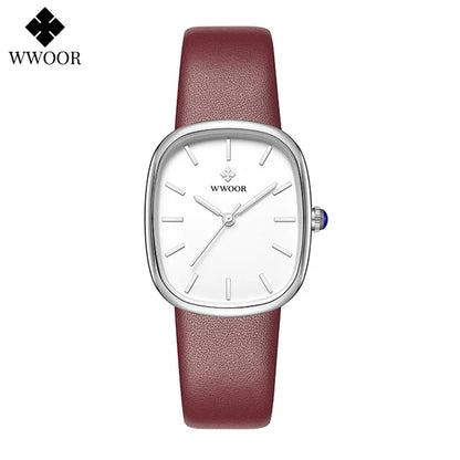 WWOOR 2024 Women Watch Fashion Leather Quartz Bracelet Watch Top Brand Luxury Waterproof Ladies Wristwatch Montre Femme Feminino