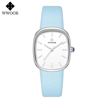 WWOOR 2024 Women Watch Fashion Leather Quartz Bracelet Watch Top Brand Luxury Waterproof Ladies Wristwatch Montre Femme Feminino